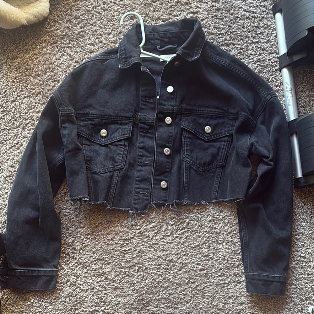 Topshop Black Cropped Jean Jacket